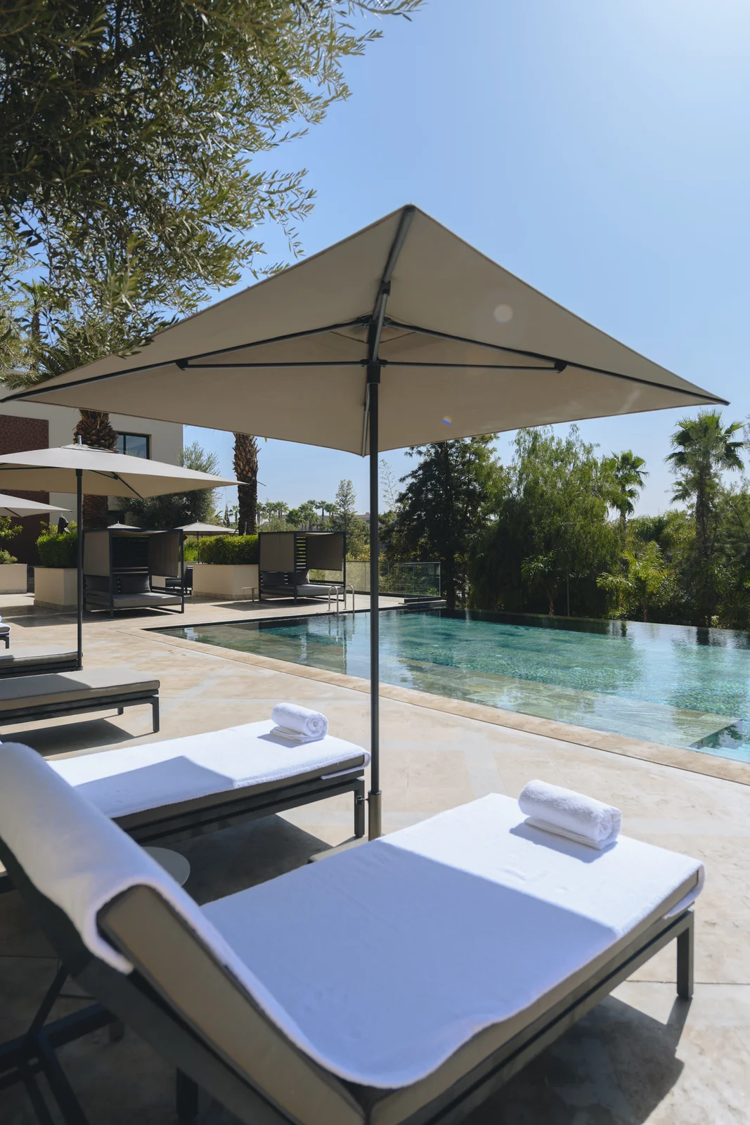 Poolside terrace prepared for guests, the letting side of a second home and investment property